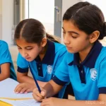 요르단의 국제학교 옵션 - **Prompt 1: Diverse Classroom in Amman International School**
    A vibrant, sunlit classroom inside...